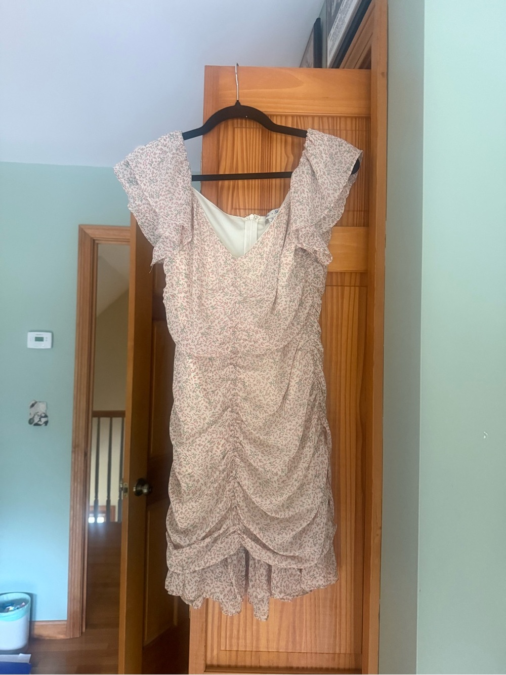 She + Sky Vanilla Floral Ruched Mini Dress